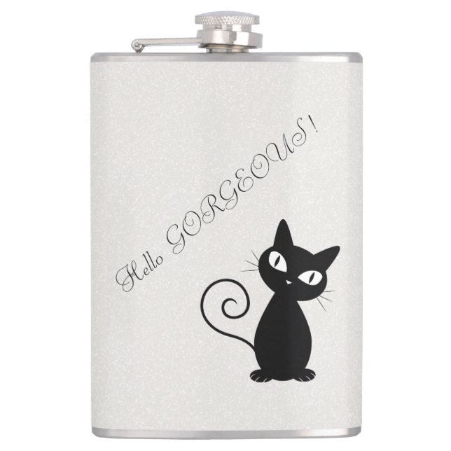 Quirky Whimsical Black Cat Glittery-Hej Gorgous Fickplunta (Framsidan)