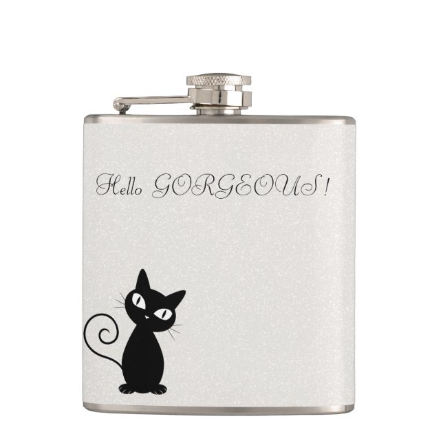 Quirky Whimsical Black Cat Glittery-Hej Gorgous Fickplunta (Framsidan)