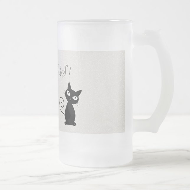 Quirky Whimsical Black Cat Glittery-Hej Gorgous Frostat Ölglas (Höger)