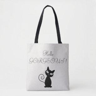 Quirky Whimsical Black Cat Glittery-Hej Gorgous Tygkasse