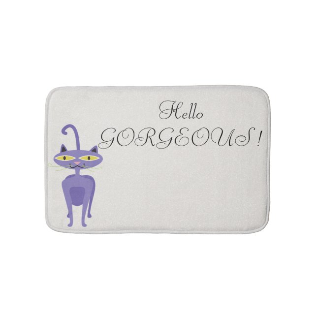 Quirky Whimsical Cat, Glitter Hej Gorgous Badrumsmatta (Framsidan)