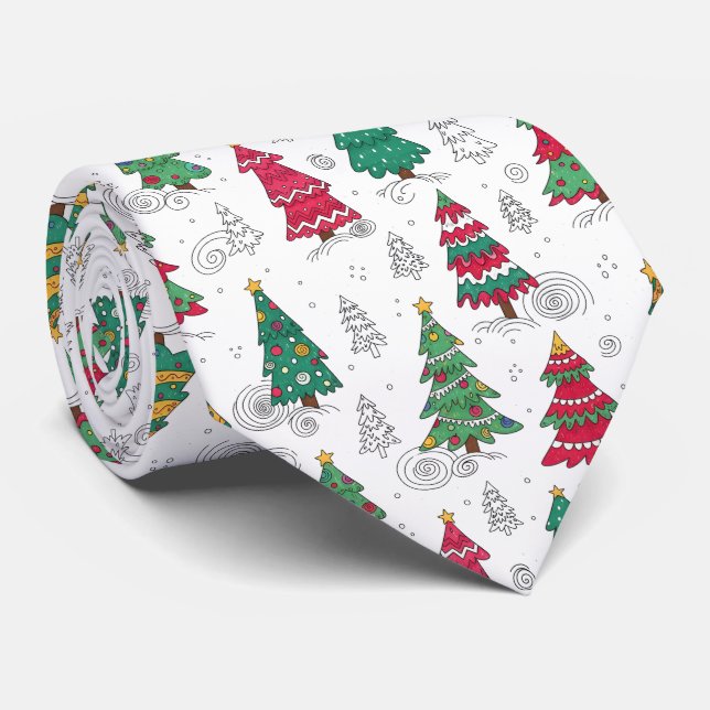 Quirky Whimsical Christmas Trees Doodles Seasonal  Slips (Rullad)