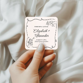 Quirky & Whimsical Cupid Cherubs Bröllop Fyrkantigt Klistermärke