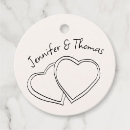 Quirky Whimsical Hand plockade Doodle Hearts Bröll Gåvor Etiketter