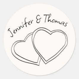 Quirky Whimsical Hand plockade Doodle Hearts Bröll Runt Klistermärke