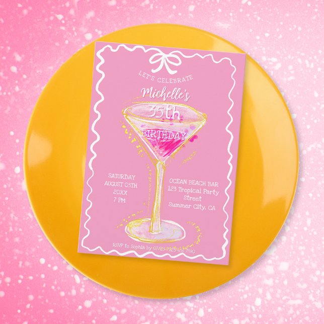 Quirky Whimsical Vuxen Cocktail-Födelsedagsfest Inbjudningar (Skapare uppladdad)