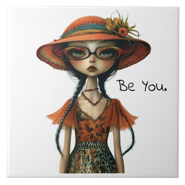 Quirky Whimsical Woman - var du. Kakelplatta (Framsidan)