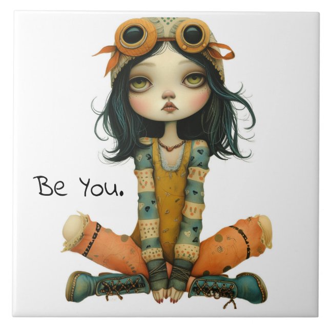 Quirky Whimsical Woman - var du. Kakelplatta (Framsidan)