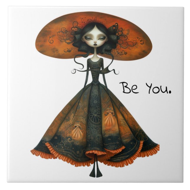 Quirky Whimsical Woman - var du. Kakelplatta (Framsidan)
