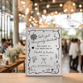 Quirky whimsisic Black avslappnad Bröllop Välkomme Poster