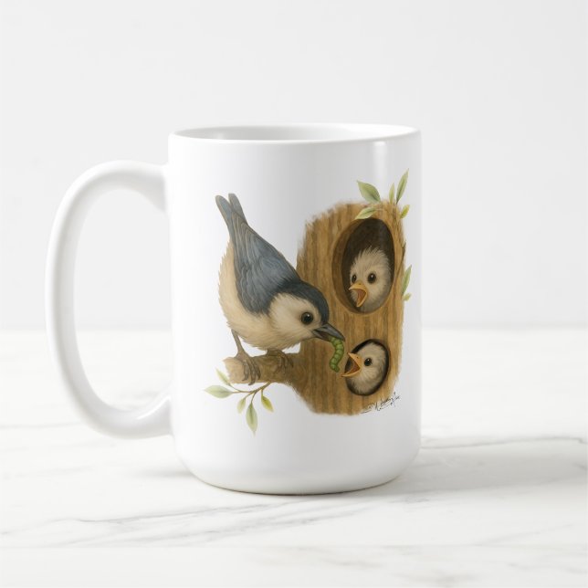 Quirky White-Brested Nuthatch Kaffemugg (Vänster)