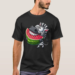 Quirky zebra vattenmelon leende tänder visa söt t shirt