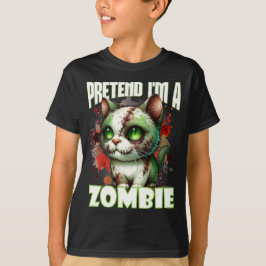 Quirky Zombie Cat Design för Halloween-Roligt T Shirt