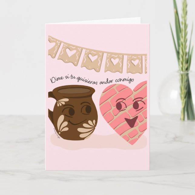 Quisiera Andar Conmigo Valentine Card Kort (Framsida)