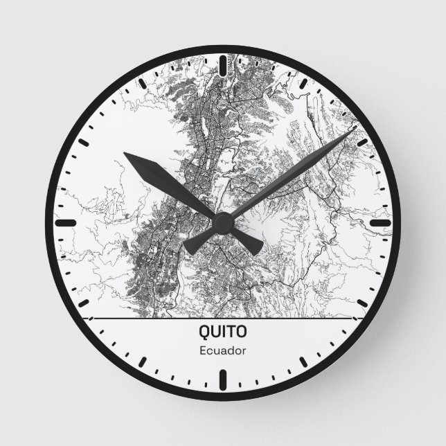 Quito Clock City Line Art Rund Klocka (Framsida)