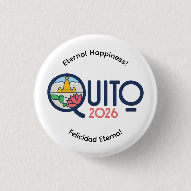 Quito Ecuador 2026 Internationell Konventionsnål Knapp (Framsida)