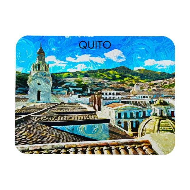 Quito Ecuador City Illustration Magnet (Horisontell)