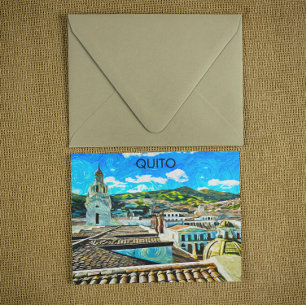 Quito Ecuador City Illustration Vykort