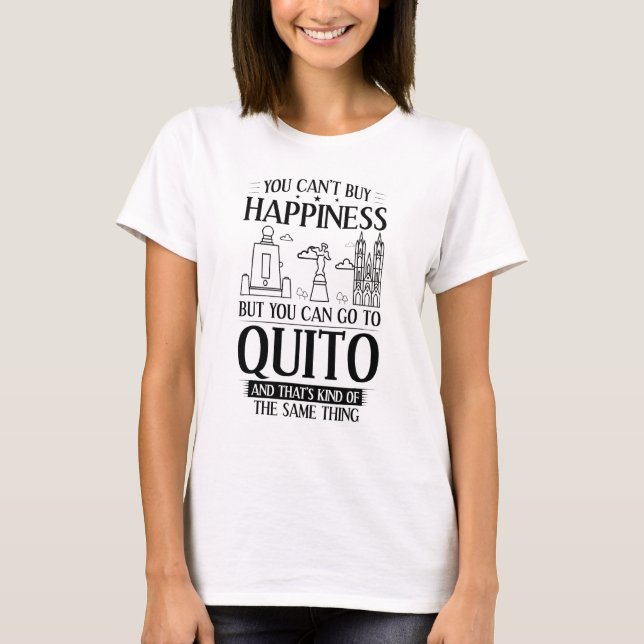 Quito Ecuador City Skyline Karta Travel 4 T Shirt (Framsida)