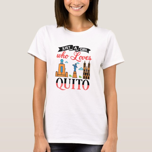 Quito Ecuador City Skyline Karta Travel 6 T Shirt (Framsida)