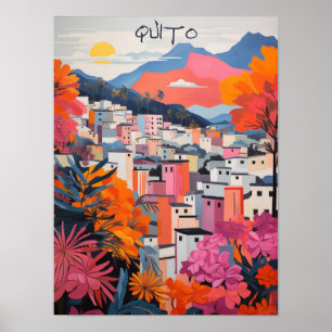 Quito Ecuador Resa Stad Målning Estetik Poster