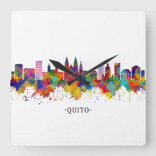 Quito Ecuador Skyline Fyrkantig Klocka