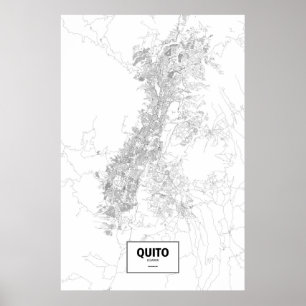 Quito Ecuador (svarten på vit) Poster
