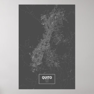 Quito Ecuador (vit på svart) Poster