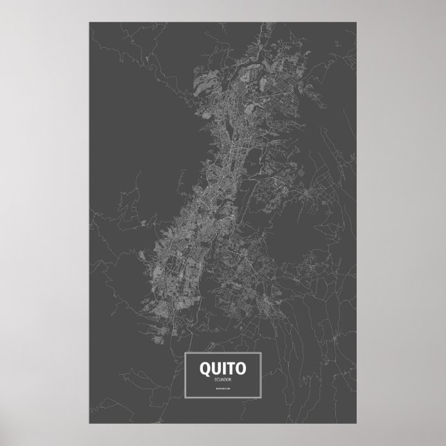 Quito, Ecuador (vit på svart) Poster (Framsidan)
