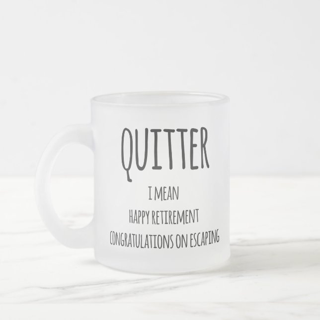 Quitter Pension Gift, Funny Pension Gift Co. Frostad Glasmugg (Vänster)