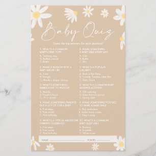Quiz Baby Shower-spel, Daisy Baby Shower-spel