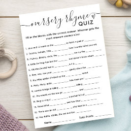 Quiz-kort för babyvisningsspel - könshysa inbjudningar