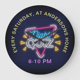 Quiz Nght Neon Stil Signs Anpassningsbar Text Stor Klocka