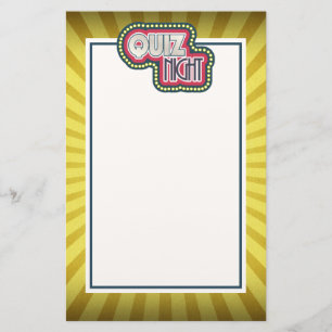 Quiz Night Trivia Party Gult Sunburst Brevpapper