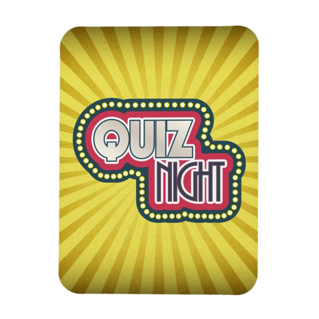 Quiz Night Trivia Party Gult Sunburst Magnet (Vertikal)