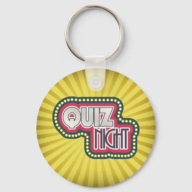 Quiz Night Trivia Party Gult Sunburst Nyckelring (Framsida)
