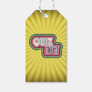 Quiz Night Trivia Party Gult Sunburst Presentetikett