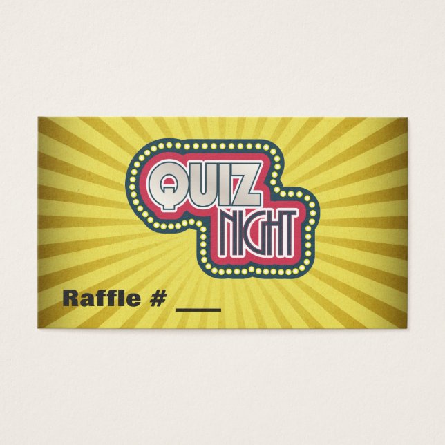 Quiz Night Trivia Party Raffle Biljett (Framsidan)