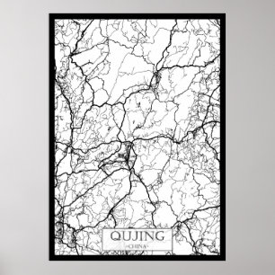 Qujing Kina Stadskarta Poster