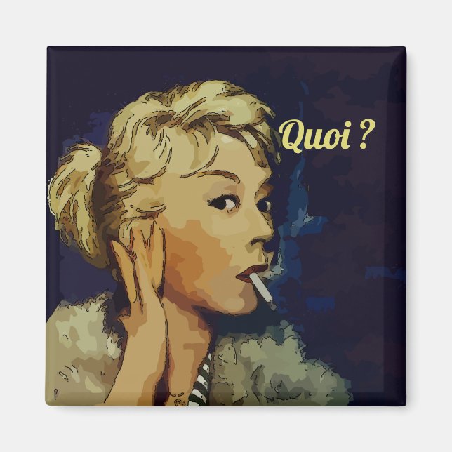 Quoi, vad? Ändra text Magnet (Framsidan)