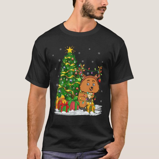 Quokka Älskare Matching Julafton Lighting Quokka C T Shirt (Framsida)