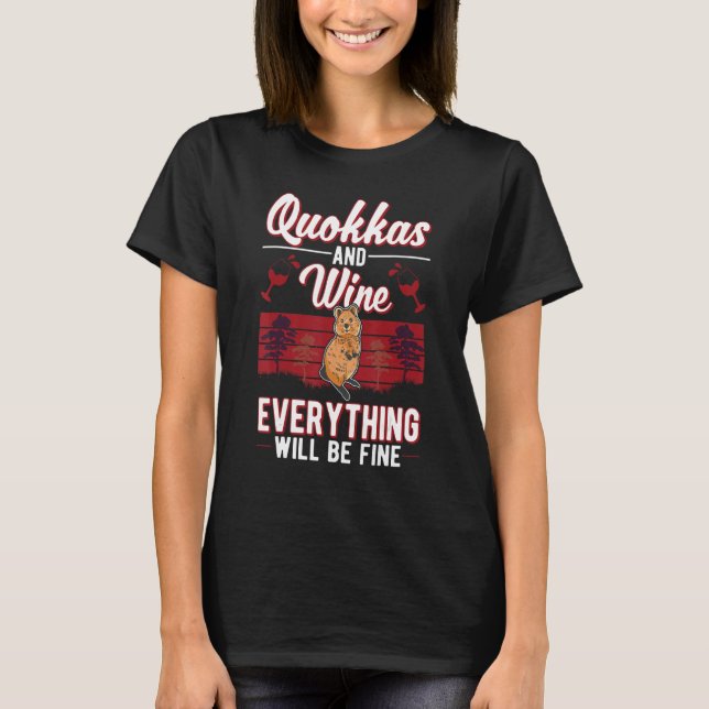 Quokka And Wine Short tailed Kangaroo Quokka T Shirt (Framsida)