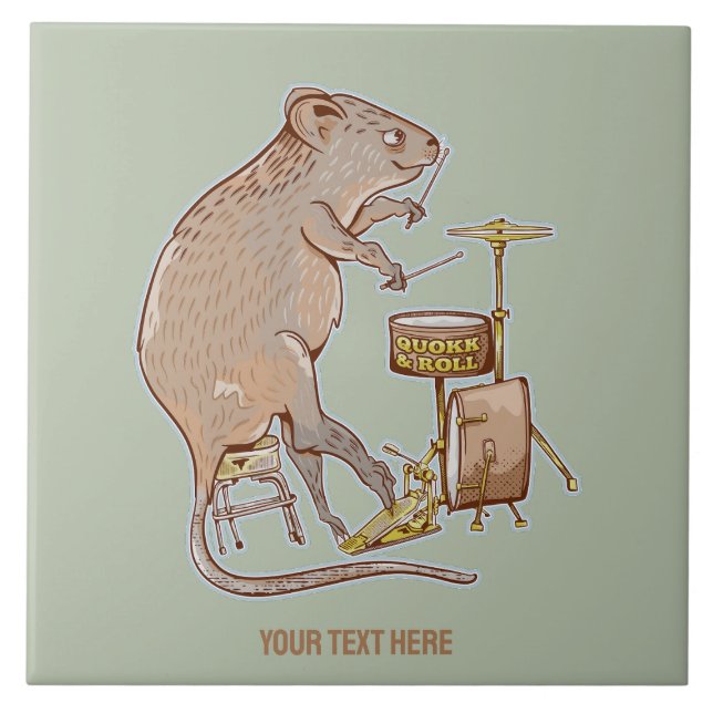 Quokka Australian Animal Drummer Kakelplatta (Framsidan)