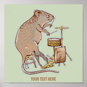 Quokka Australian Animal Drummer Poster