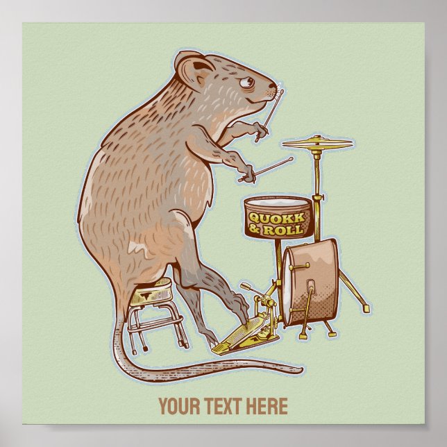 Quokka Australian Animal Drummer Poster (Framsidan)
