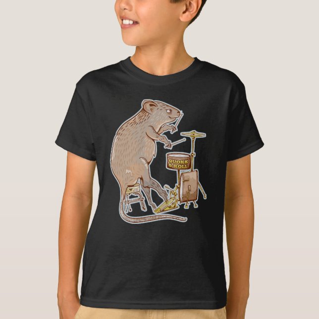 Quokka Australian Animal Drummer T Shirt (Framsida)