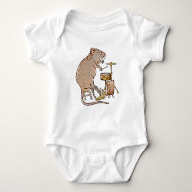 Quokka Australian Animal Drummer T Shirt (Framsida)
