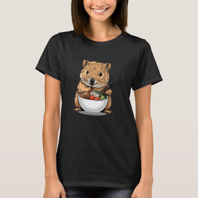 Quokka Eating Bibimbap T Shirt (Framsida)