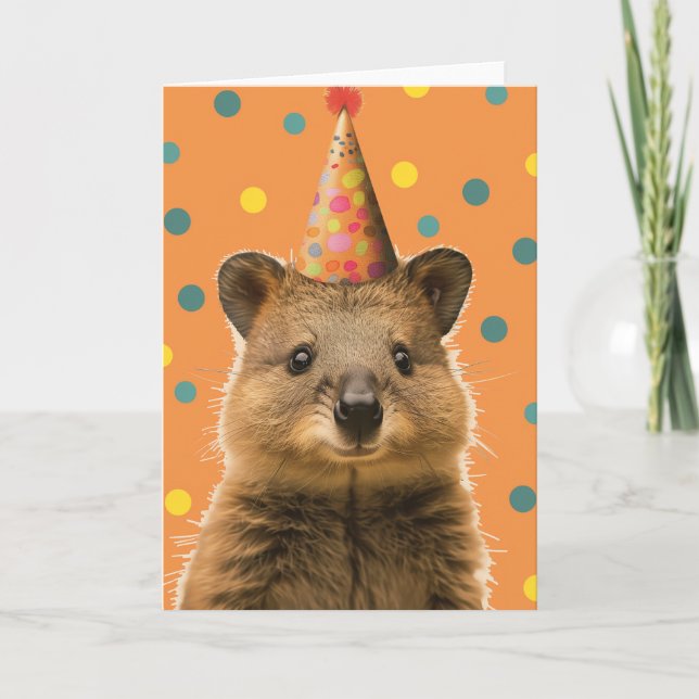 Quokka Födelsedagsfest Greeting Card Tack Kort (Framsida)