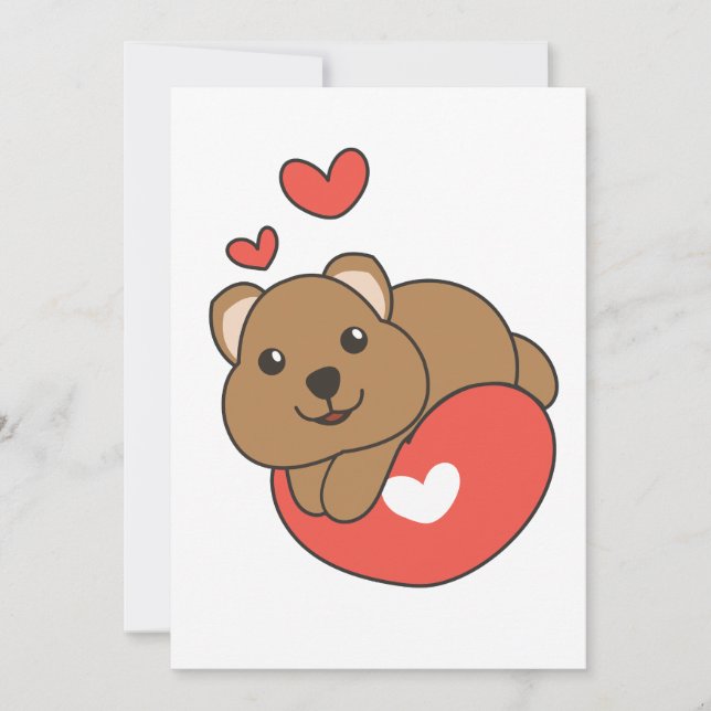 Quokka för Alla Hjärtans Dag Söta Djur Hjärt Hjäl Julkort (Framsida)
